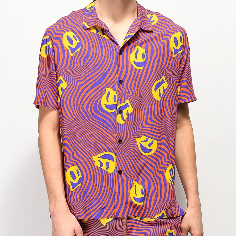 Neff Warped Smile Red Short Sleeve Button Up Shirt